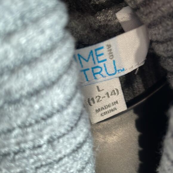 TIME and TRU Gray Turtleneck Longline Ribbed Knit Sweater Blouse - Picture 5 of 11